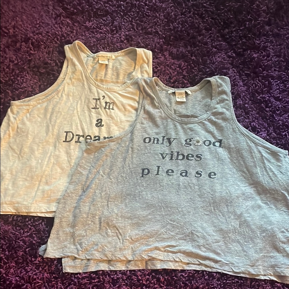 American Rag Heather Gray and Tan Crop Tank Tops (come as a set)